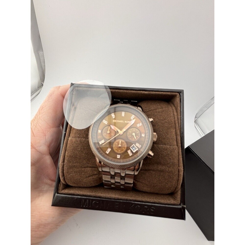 Michael Kors Ritz Chronograph Chocolate Women's Watch  Mk 5547-needs Battery